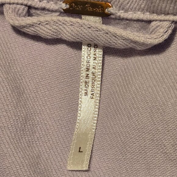 Free People 'Rumors' Lavender Denim Jacket Size L - Picture 3 of 5